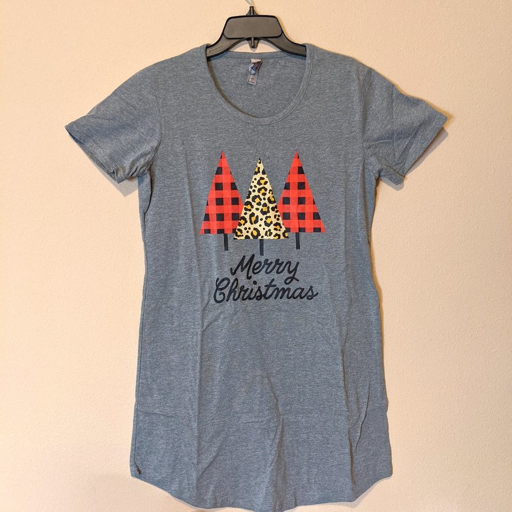 Merry Christmas Tree Night Gown T Shirt Pajama Dress by Instant Message - Large